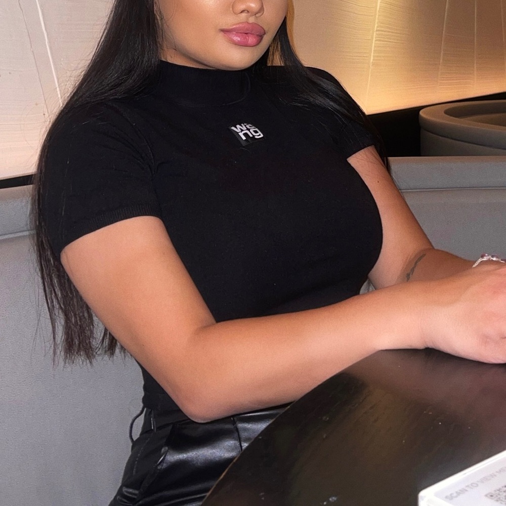 ALEXANDER WANG MOCK NECK BLACK TOP